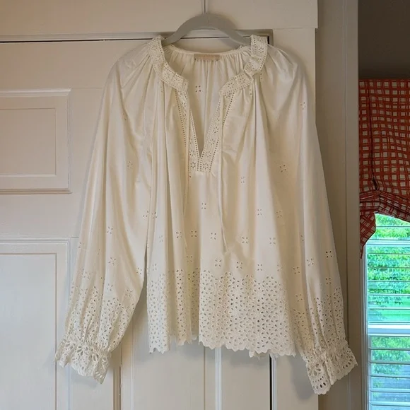 Ulla Johnson White Ruffled Long Sleeve Blouse - Picture 2 of 4
